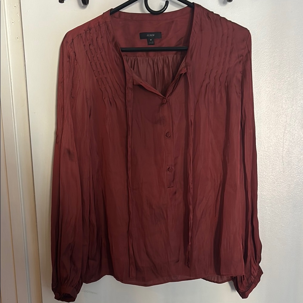 J. Crew Pleated Long Sleeve Blouse